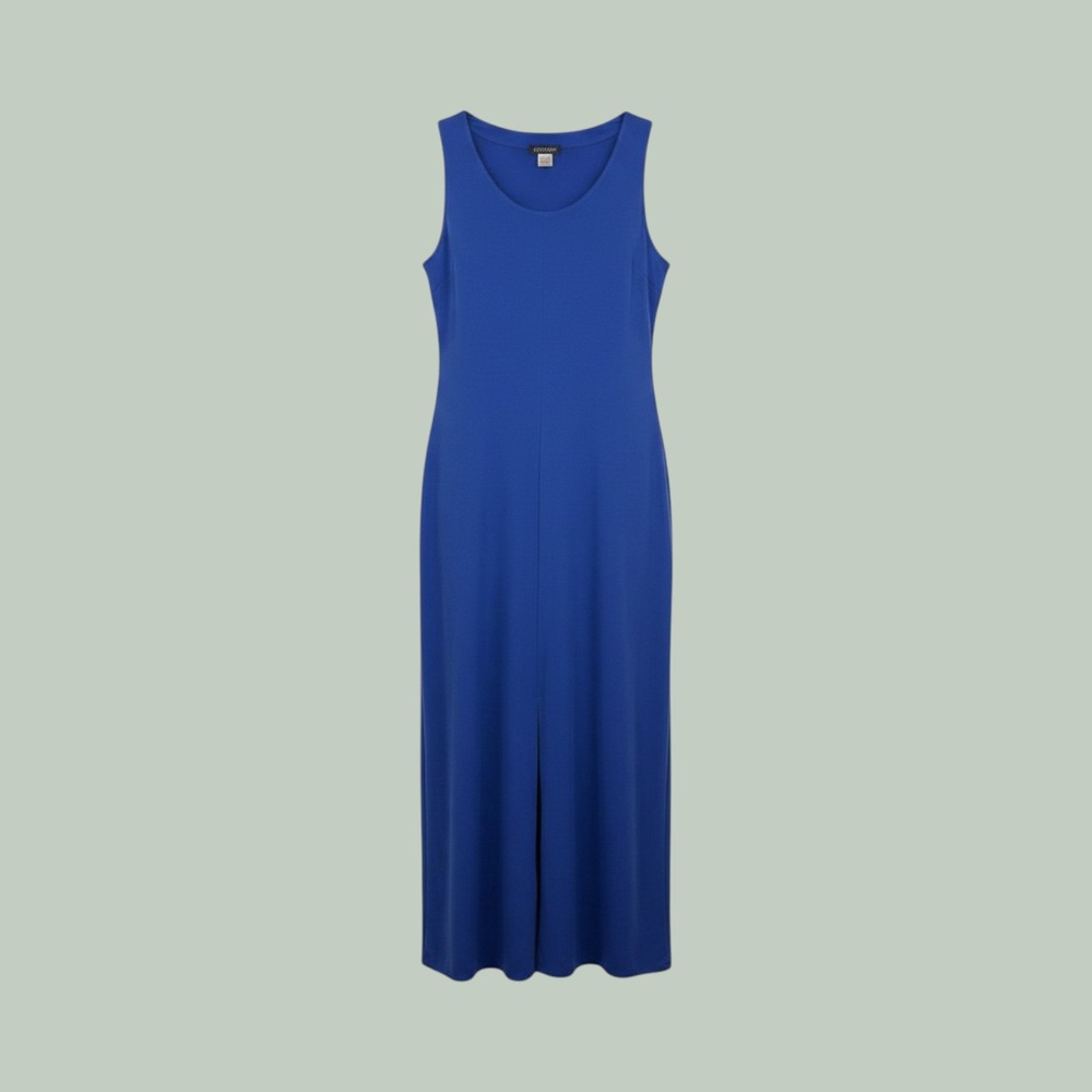 Venus Maxi Dress L Royal‎ Blue Front Slit Sleeveless Stretch Knit Evening Wear